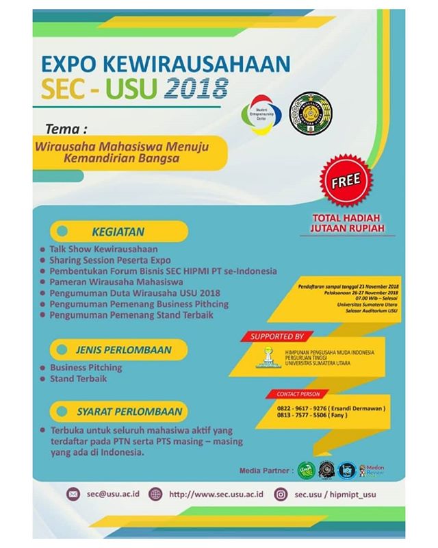 Expo Kewirausahaan SEC - USU 2018 : Wirausaha Mahasiswa Menuju Kemandirian Bangsa