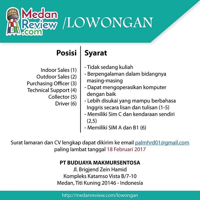 PT BUDIJAYA MAKMURSENTOSA : Lowongan Kerja Sales, Purchasing, Technical Support, Collector & Driver