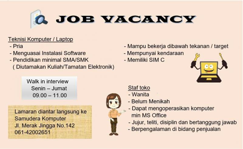 Samudera Komputer : Job Vacancy Teknisi Komputer / Laptop